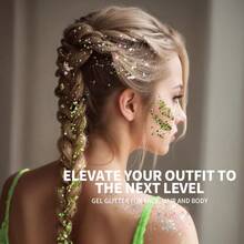 Teenitor Face Glitter Gel Set, No Glue Body Glitter, Festival Makeup Glitter For Face, Body, Hair, Total 120g/4.23oz, 12 Color - 3,5mm/3mm/1mm/0,2mm - Xem 5