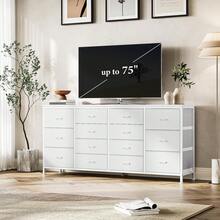 Danolapsi 14 Drawer Dresser TV Stand For 75" TV,Long Fabric Dresser For Bedroom,Entertainment Center,Chest Of Drawers,Media Console Table With Storage For Living Room Closet - trắng - Xem 4
