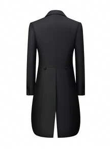 Tail Coat Jacket For Men - Long Black Evening Tailcoat With Peak Lapels, Luxury Wedding Gala Dinner Performance Costume Chorus Conductor Black Jacket Only - Black - View 3