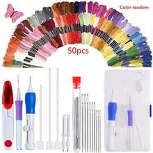 1 Set DIY Embroidery Punch Needles, 3 Sizes Embroidery Needles, Felt Punch Needle Crochet Knitting Sewing Punch Pen Kit, Beginner Handcraft Tools, DIY Embroidery Pen (Random Color)