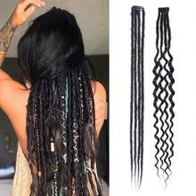 2 Pcs Curly And Straight Dreadlocks Clip In Dreadlock Extension 24 Inch Synthetic Wavy Hippe Dreads 8 Strands Handmade Soft Deep Waves Reggae Style Loc For Women Men Color Ombre Blonde - Multicolor - View 2