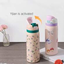 New Fashionable Outdoor Sports Water Bottle, Large Capacity 304 Stainless Steel Portable Handled Tumbler With Straw