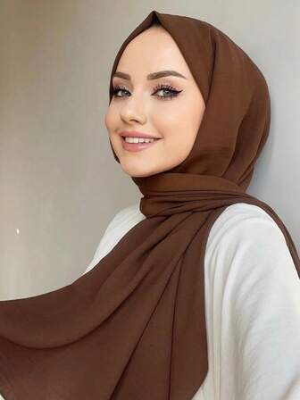 1 件女士褶皱哑光头巾，适合穆斯林日常穿着