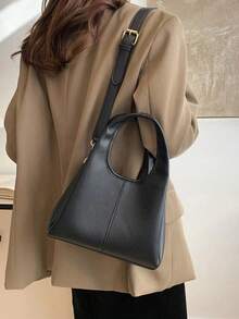 Women's Fashion Handbag Bucket Bag, Elegant Minimalist Design, Large Capacity, Khaki Color, Crossbody Style - 黑色 - 查看 4