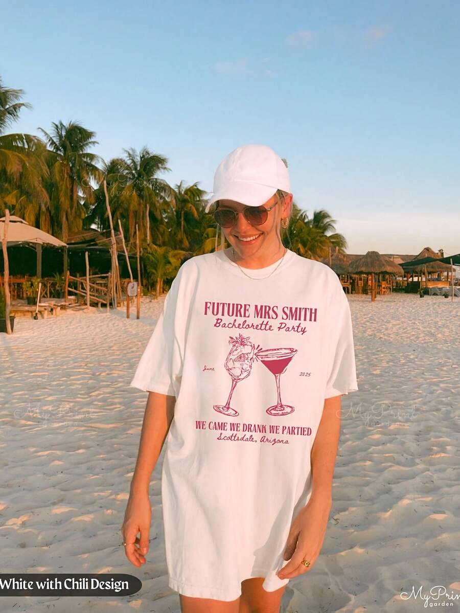 Custom Future Mrs Bachelorette Party Merch With Espres I And Aperol Spritz, Bridal Showers220G Heavyweight Cotton Women's Top – Crafted From Premium Thick Cotton With A Soft Yet Durable Feel, Delivering Breathable Comfort From Morning To Night. Perfect For Everyday Wear, Travel, Casual Outings, Sports, Or Layering During Cooler Days. A Versatile And Fashionable Choice For Street Style, Relaxing At Home, Or Staying Active Outdoors. - 白6 - 查看 1