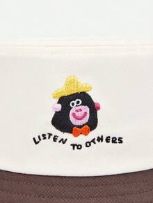 Balabala Kids Bucket Hat UV Protection Cartoon Print Sun Hat - White Coffee Color - View 5