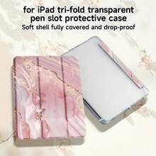 DECOPHONE Pink Marble Tablet Case, Suitable For IPad 7th/8th/9th Generation 10.2-Inch, With Pen Holder, Supports Automatic Sleep/Wake Lid. - Multicolor - View 7