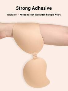 2/4PAIRS Plus Size Women's Invisible Adhesive Bra, Open Back Push-Up Bra, Reusable, Button Front Bra, Breast Augmentation - Breathable Skin-Friendly Cups, C-E Cups, Deep V Dress Open Back