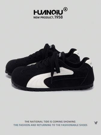 HUANQIU 2025 New Women's Shoes, Women's Shoes, Skateboarding Shoes, A Pair Of Fashionable, Casual, Breathable Office Outdoor Sports Shoes, Multifunctional, Lightweight And Comfortable, German Shoes, Racing Shoes, Casual Shoes, Running Shoes, Black Four Season Shoes