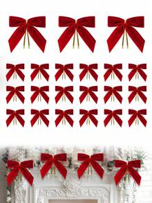 12 piezas Lazos pequeños de terciopelo rojo para Navidad, lazos mini premium con sujetador retorcido para árbol de Navidad, corona, envolver regalos, manualidades, boda, fiesta, decoración de puerta principal, decoración de árbol de Navidad, decoración de corona navideña