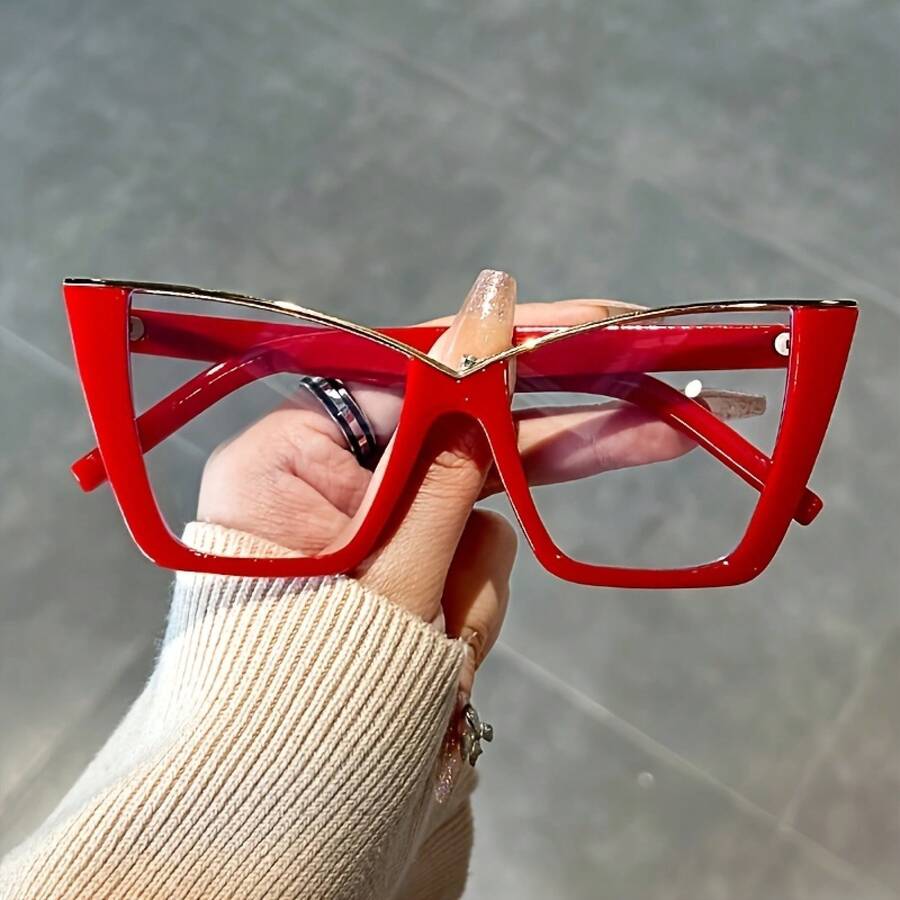 Vintage Cat Eye Transparent Lens Computer Glasses Jelly Color Frame For Women - Fashion Glasses Eye Protection - quả cam - Xem 1