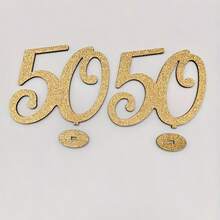 1 Stück Goldener Glitzer 18./30./40./50./60. Jahrestag Holzzahl Dekorationen, Veranstaltungs-Party Tischdekoration, Tisch-Mittelstücke, elegante Dekoration für Geburtstage und Jahrestage, geeignet für Jahrestags- und Geburtstagsfeier Dekoration, Hochzeitsdekoration