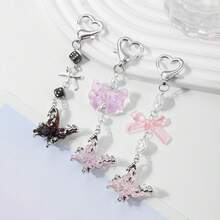 1 件时尚简约银链项链吊坠，带有可爱的卡通元素，如十字架、星星、蝴蝶结、兔子、熊，适合女性/女孩、日常佩戴或节日礼物 - 彩色 - 查看 12