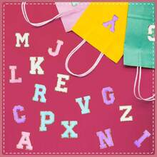Chenille Letter Patches Iron On Letters Self Adhesive Chenille Patches Chenille Embroidered Patch For Clothing Hats Embroidered Repair(White, Pink, Purple, Blue, 2.2") - bảng chữ cái - Xem 4