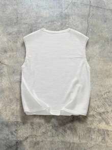 男士夏季纯色华夫格字母拼接背心 - 白色 - 查看 2