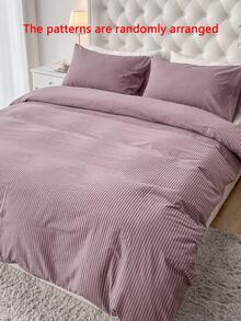 2/3pcs 100% Cotton & Linen Duvet Cover Set (1 Duvet Cover, 1/2 Pillowcases), Without Filler, Suitable For Men/Women Dorm, School Dorm, Dorm Decor, Minimalist Style, Also Suitable For Bedroom And Guest Room