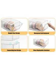 1 pieza/3 piezas/6 piezas Caja apilable grande de plástico duro acrílico transparente con apertura frontal - Fácil instalación, ahorro de espacio, perfecta para armarios, zapatos deportivos, almacenamiento de oficina, la solución definitiva para el almacenamiento de zapatos.