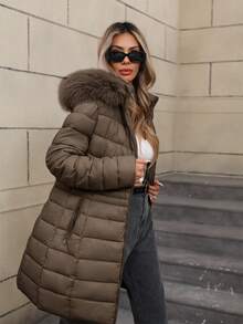 Giolshon Women's Lightweight Down Jacket - Hooded, Multi-Pocket, Suitable For Layering And Casual Outdoor Wear In Autumn/Winter - Mocha - View 8