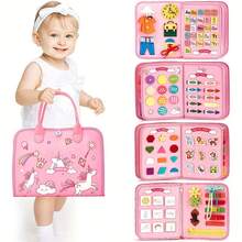 Montessori Busy Board Toys, Sensory Board For Toddlers, Travel Felt Busy Book For Airplane Car, Activity Busy Mat For Learning Fine Motor Skills Suits Boys Girls Birthday Gifts - Nhiều màu - Xem 13