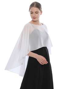 1 pièce Poncho de couleur unie pour femme, châle en mousseline de soie élégant pour femmes, châle léger et respirant pour protection solaire, convient comme châle de manteau du soir, mariage, danse, fête, cape, vêtements d'automne pour femmes toutes saisons - Multicolore - Voir 15