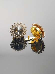 مجموعة من 2 غطاء أزرار أساور القميص، أزرار مرصعة بالراين بطراز باروك لفساتين النساء، صناديق أزرار زخرفية، أزرار أكمام فاخرة للبدلات والملابس الأنيقة بدون خياطة، هدايا للمناسبات