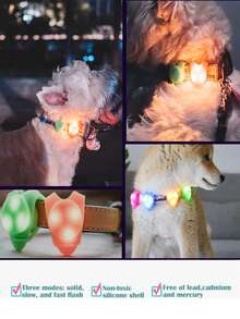 1PC Nighttime Safety Pet Pendant,Waterproof Dog Collar Light For Outdoor Walking, Anti-Lost Silicone Night Safety Walking Dark Night Light For Dogs And Cats Teddy Dog Little Pet Animal Outgoing Getting Glow Pet Supplies,For Night Safety Decor, - Multicolor - View 4