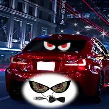 YITUMU 2 pezzi Luci per auto a LED con occhio di diavolo per Ognissanti - Lampade decorative per atmosfera alimentate tramite USB con 11 modalità di lampeggio, luce rossa/blu/bianca inquietante, facile installazione per auto, SUV e camion