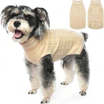 1pc Dog Sweater, Knitted Pullover For Cold Weather In Autumn/Winter, Classic Dog Turtleneck Sweater, Pet Warm Jumper Suitable For Small To Medium Dogs
