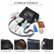 Bluome Shoulder Bag For Women – Handbag For Women Medium Size Vegan Leather Crossbody Bag Adjustable Shoulder Strap Tote Bag - 黑色 - 查看 4