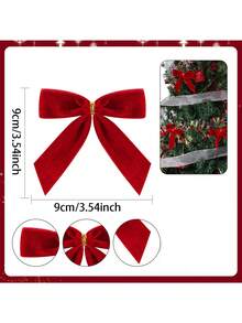 12 piezas Lazos pequeños de terciopelo rojo para Navidad, lazos mini premium con sujetador retorcido para árbol de Navidad, corona, envolver regalos, manualidades, boda, fiesta, decoración de puerta principal, decoración de árbol de Navidad, decoración de corona navideña