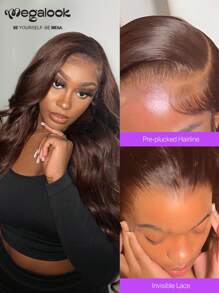 MEGALOOK Upgraded 13x6 Three-Go™ Deep Brown Water Wave Lace Front Wig - 100% Human Hair, Ear To Ear Lace, Natural Hairline, 18-26 Inches #4 Brown Wig - No Glue Needed, Beginner Friendly, Durable & Long-Lasting, Lightweight Cap - S4 - View 3