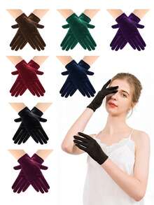 D EXCEED 1Pair 50s Women's Short Full-Finger Gloves – Elegant Accessories – For Opera Performances, Afternoon Tea Gatherings, Wedding Ceremonies, Vintage Cocktail Parties & Classic Formal Dinners​ Halloween