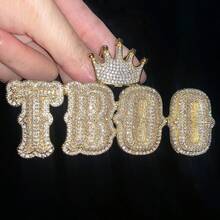 Custom Crown Bail Letter Pendant With Iced Out Zirconia Gold Silver Color Name Necklace Men Women Hip Hop Chain Jewelry,Jewelry & Watches,Season Picks,Custom Name Stainless Steel Necklace, Personalized Nameplate - Multicolor - View 10