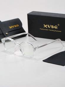 XVBQ 1 par de gafas con montura metálica de estilo geométrico retro para hombres, con lentes transparentes, adecuadas para computadora, oficina, decoración, estudio de estudiantes, lectura, reuniones de negocios, correr, juegos y conducir