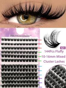 560pcs D Curl Fluffy Lashes Cluster Lash Extension Kit With 80pcs Bottom Lashes And 6 Styles Mixed 8-16mm Length Mixed Fluffy 60D+80D+100D Individual Lashes Cluster Segmented Spikes D Curl Eyelash Extension - D - View 13