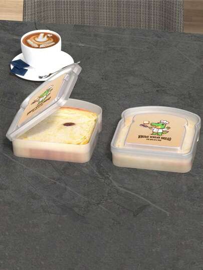 2/4 piezas Caja de almuerzo/Caja de sándwich/Caja de pan, Cocina, Navidad, Caja Bento, Recipiente de sándwich, Caja de almuerzo Caja de almacenamiento de alimentos con forma de tostada de plástico con tapa, Reutilizable, Adecuado para familias o adultos, Suministros de cocina de vuelta a la escuela, Adecuado para trabajadores de oficina, estudiantes, fiestas, al aire libre, campamento, picnics, aperitivos.