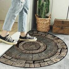 1pc Semi-Circle Faux Wood Grain Doormat, Durable Non-Slip Bottom, Doormat, Small Rug, Welcome Mat, Carpet, Floor Mat, Outdoor Doormat, Kitchen Rug, Home Decor, Front Door Mat, Area Small Rug, Outdoor Mat, Home Decor