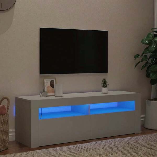 vidaXL Meuble TV avec lumières  blanc 120x35x40 cm