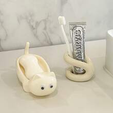 1PC Plastic Cute Cat Soap Dish, Self-Draining Bar Soap Holder For Shower, Decorative Soap Tray For Bathroom Sink Kitchen Counter, Easy Clean Soap Saver Tray