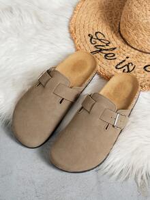 Ciabatte da donna casual tinta unita, disponibili in versione con fodera termica e senza fodera termica