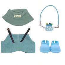 Doll Outfit Set: Denim Overalls, Bucket Hat, Bag Charm, Shoes For Labubu (Doll Not Included) - Multicolor - View 28