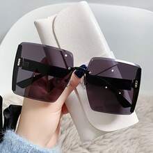 Retro Square Glasses, Popular Large Frame Glasses, Polarized Glasses Suitable For Women - 黑色邊框漸變 - 查看 9