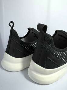 Tenis Feminino Moda Estilo Esporte Corrida Caminhada Universitário Casual Amarrar Academia e fitness Cores Unissex Masculino Cadarço Meia Calce Fácil leve macio confortável - Preto e Branco - Visão 5