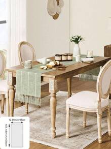 1 pezzo Tovaglia intrecciata in stile bohémien retrò, con nappe fatte a mano e frange annodate, disegno a righe avorio/verde/blu grigio/crema, adatta come copritavolo per caffè o pranzo o come copriletto, adatta per decorare tavoli da banco, matrimoni e festività di campagna,ageli per docciasposa.