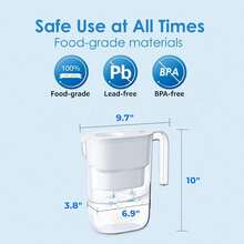 Waterdrop Elfin Water Filter Jug With 3-Month Filter, 2.5 L, Filter To Reduce Limescale, Chlorine, Lead, Copper In Water (Replacement Filter: WD-PF-01A Plus) - White - View 4