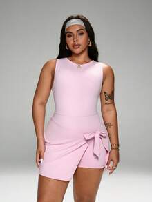 FWH Curve-Enhancing,Women's Sculpting Workout Dress - Adjustable Bow Waist,4-Way Stretch Fabric,Butt-Lifting Silhouette In Naked-Feel Fabric,Elastic Waist Tie + Glute-Sculpting Skirt,Gusseted Crotch,Essential Stretch Yoga Dress,Dress For Sunmmer Women