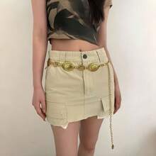 Western Concho Chain Belt For Women Adjustable Metal Waist Chain Belt For Dress Jeans - Vàng - Xem 2