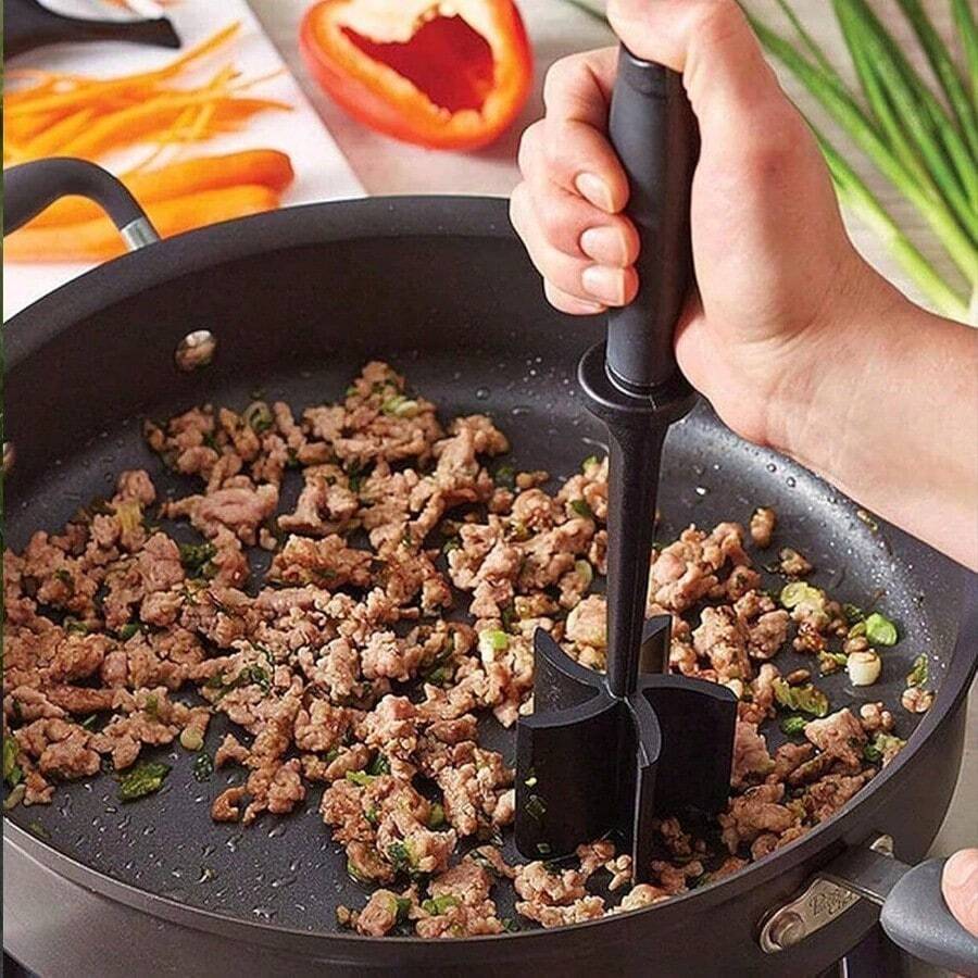 1 Pc Advanced Grinder Tool Meat Grinder Nylon Heat Resistant Manual Handle Hamburger Meat Cutter, Black