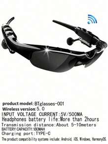 Auricular inalámbrico Bluetooth con función manos libres y gafas deportivas polarizadas para hombres y mujeres, gafas inteligentes con micrófono incorporado para ciclismo al aire libre, conducción y pesca