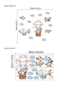 1/2 件多尺寸 PVC 可移除墙贴，熊猫吃竹子，堆叠动物，工程车辆，热气球和云朵，母熊和小熊秋千，卡通装饰贴，适用于卧室、客厅、书房、餐厅、浴室、家居墙壁装饰、房间装饰 - 彩色 - 查看 10
